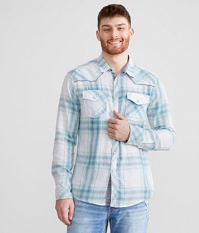 BKE Vintage Plaid Athletic Shirt front view