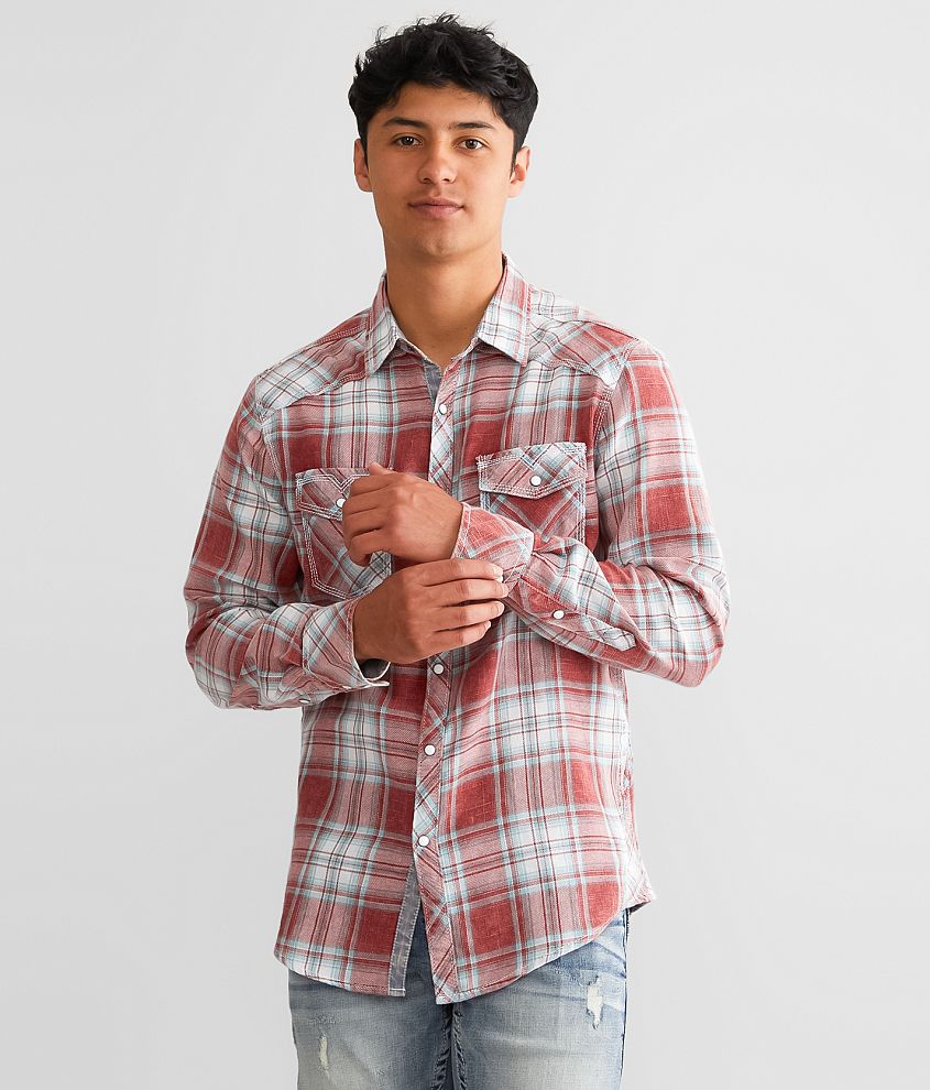 BKE Vintage Washed Plaid Athletic Shirt