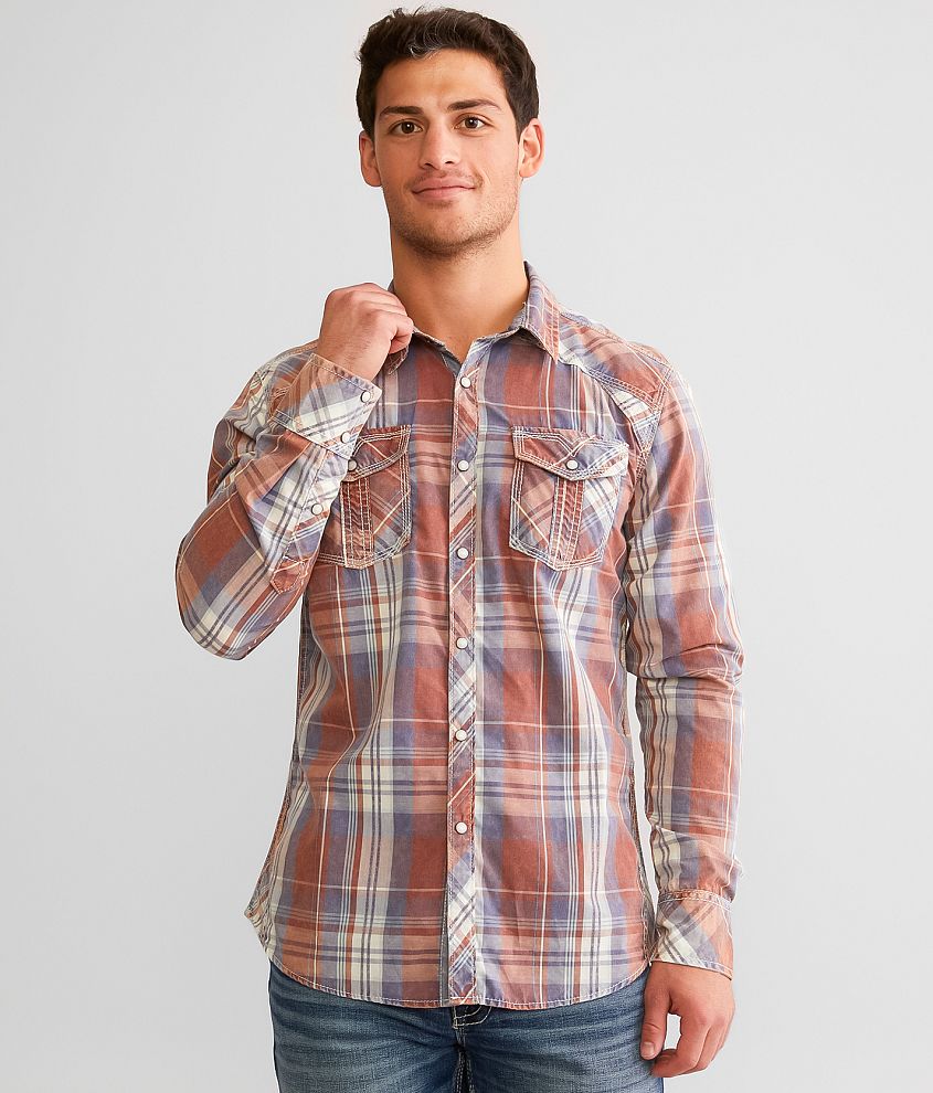 BKE Vintage Plaid Athletic Shirt front view