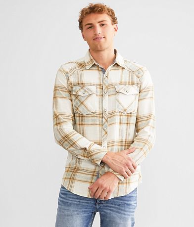 BKE Vintage Plaid Tailored Shirt front view