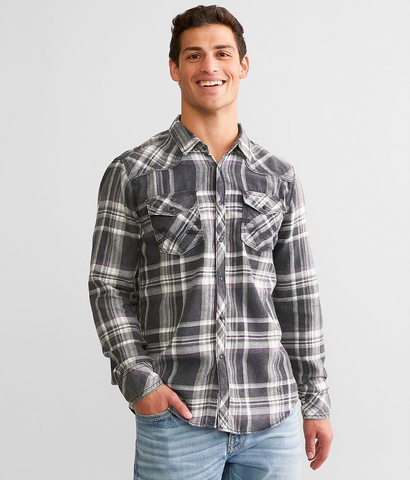 BKE Vintage Plaid Athletic Shirt front view