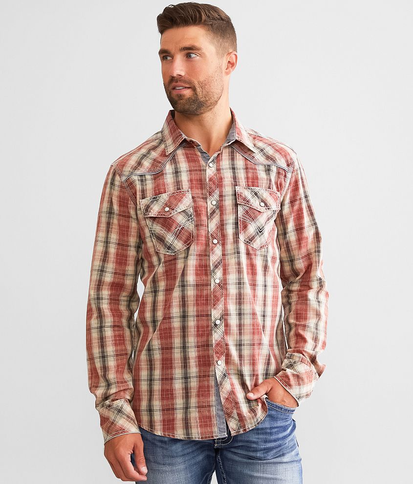 BKE Vintage Plaid Athletic Shirt front view