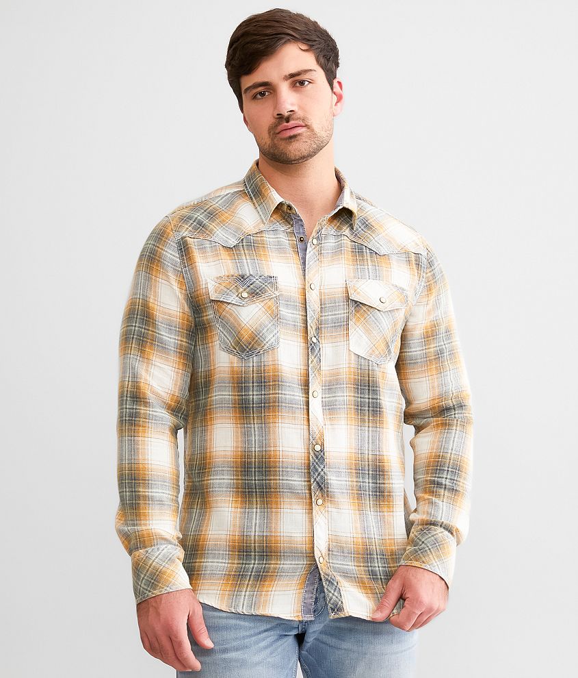 BKE Vintage Plaid Athletic Shirt - Men's Shirts in Cream Gold | Buckle