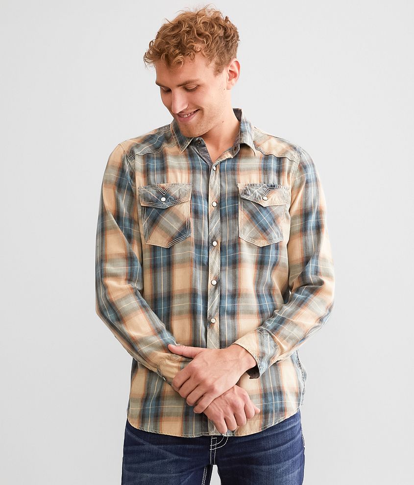 BKE Vintage Plaid Standard Shirt front view