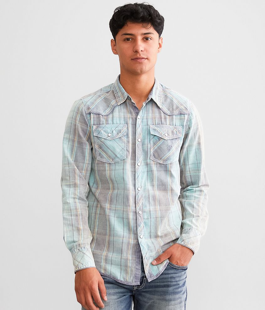 BKE Vintage Plaid Standard Shirt front view