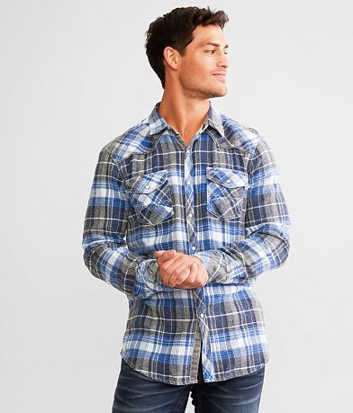 BKE Vintage Plaid Athletic Flannel Shirt front view