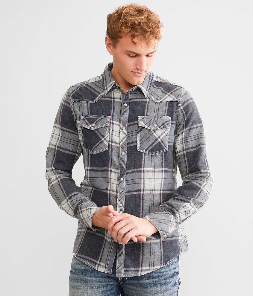 BKE Vintage Plaid Standard Shirt front view