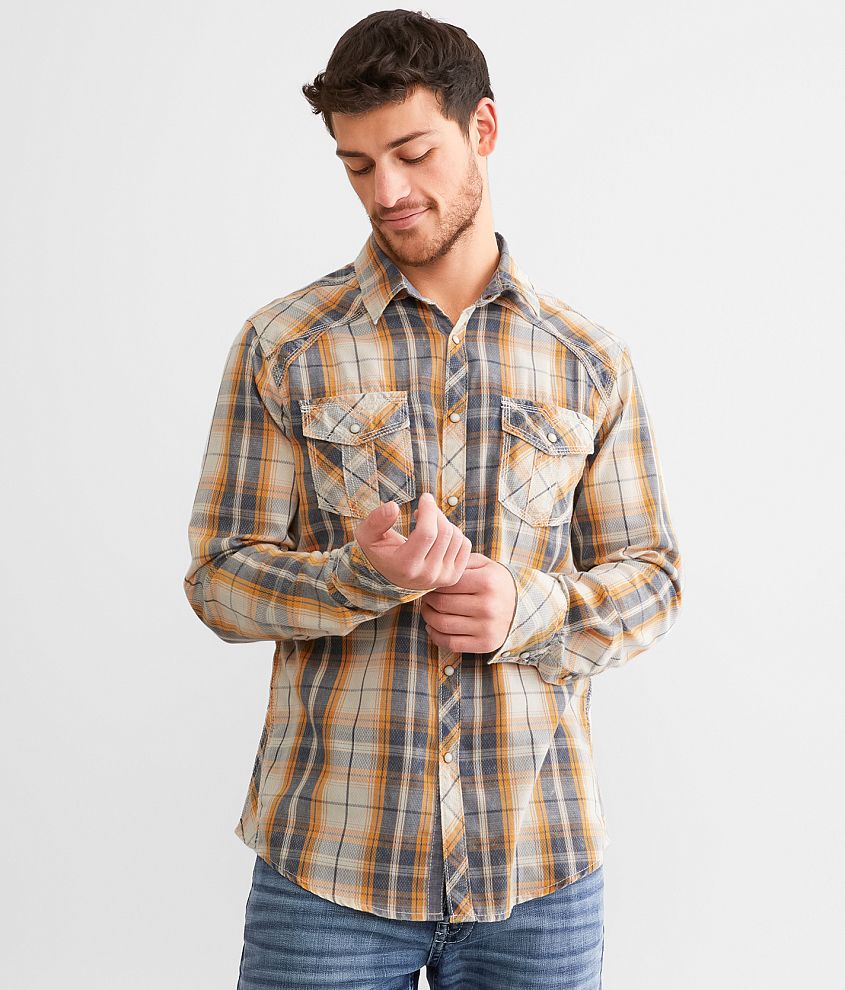 BKE Vintage Plaid Athletic Shirt front view