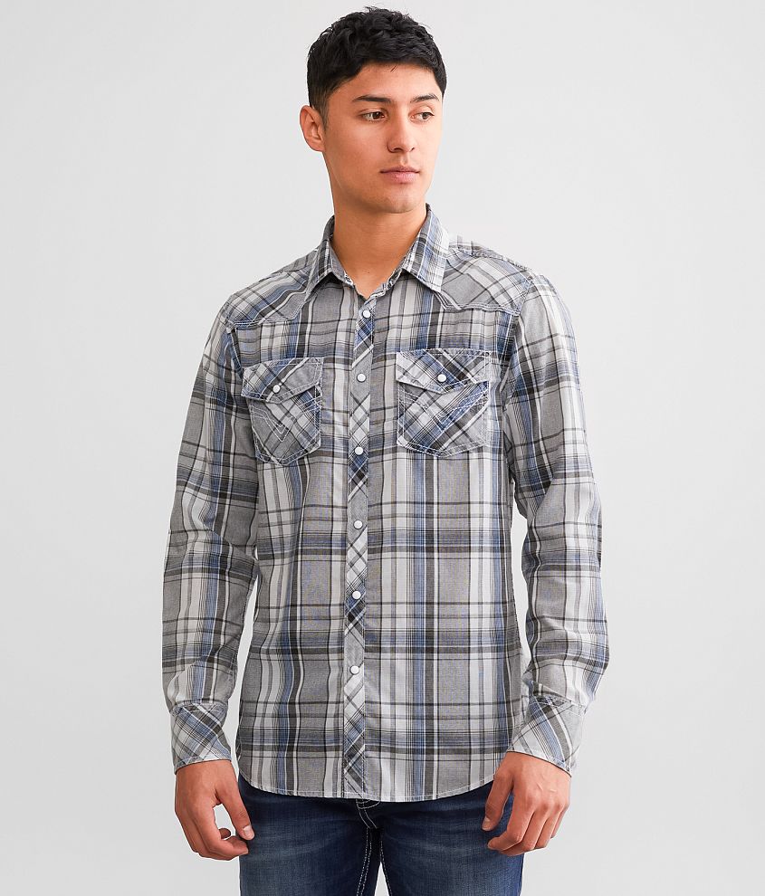 BKE Vintage Plaid Standard Shirt front view