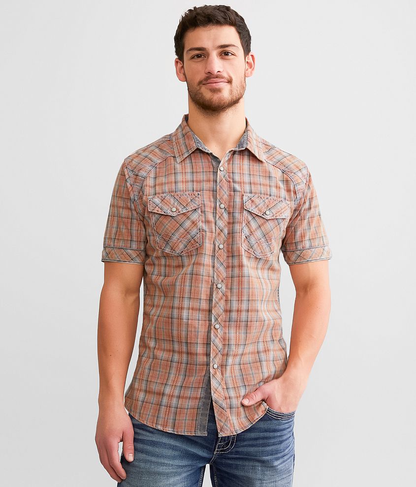 BKE Vintage Plaid Tailored Shirt front view