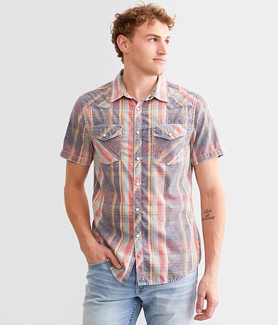 BKE Vintage Plaid Standard Shirt front view