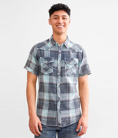BKE Vintage Plaid Standard Shirt front view