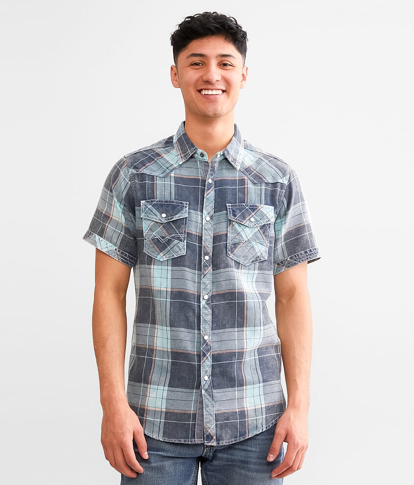 BKE Vintage Plaid Standard Shirt front view