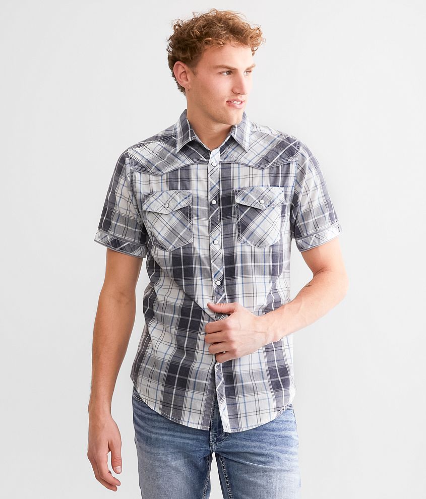 BKE Vintage Plaid Standard Shirt front view