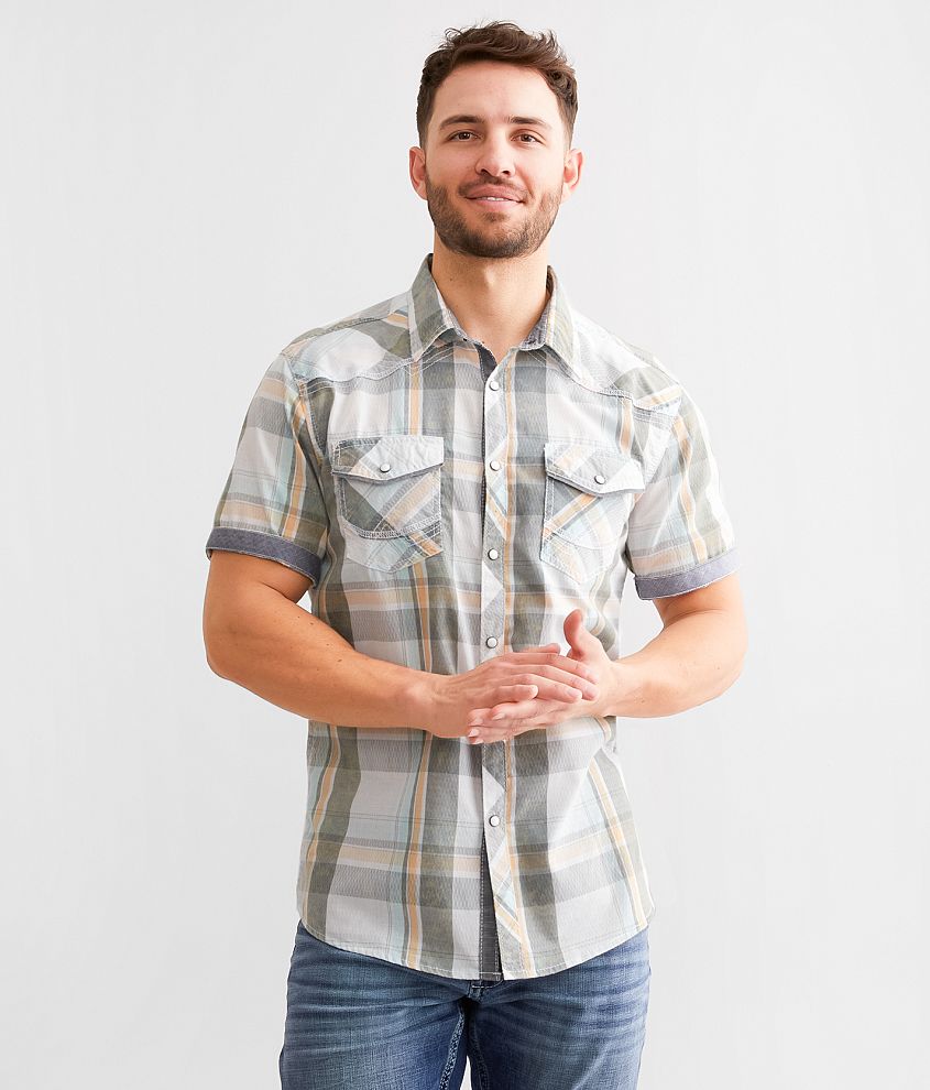 BKE Vintage Plaid Athletic Shirt front view