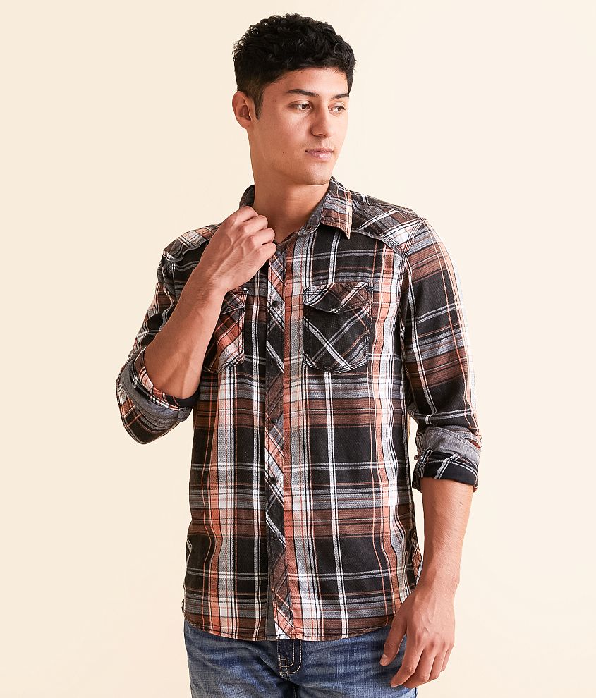 BKE Vintage Plaid Standard Shirt front view