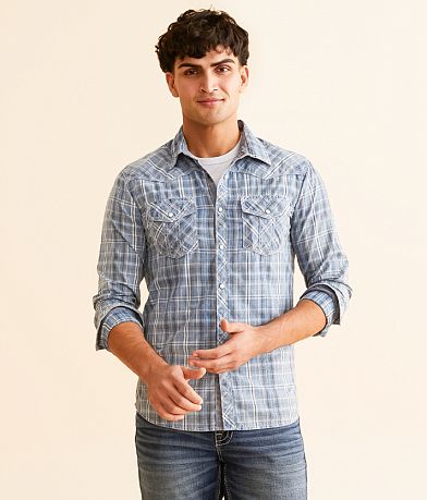 BKE Vintage Plaid Tailored Shirt front view