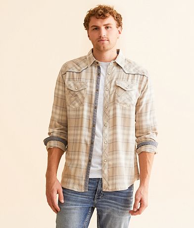 BKE Vintage Brushed Plaid Athletic Shirt front view