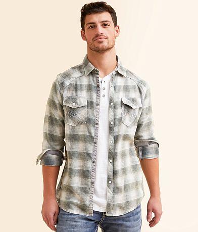 BKE Vintage Brushed Plaid Athletic Shirt front view