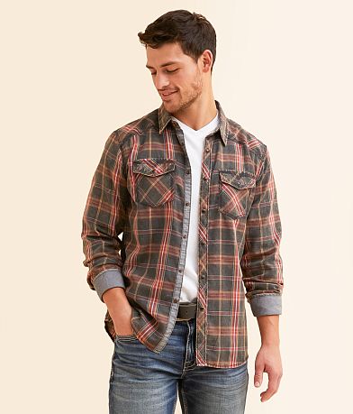 BKE Vintage Plaid Standard Shirt front view