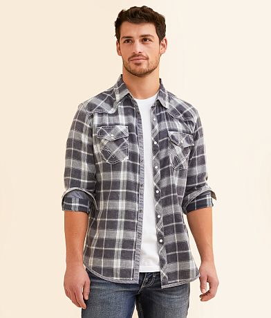 BKE Vintage Washed Plaid Athletic Shirt front view