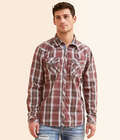 BKE Vintage Athletic Plaid Shirt front view