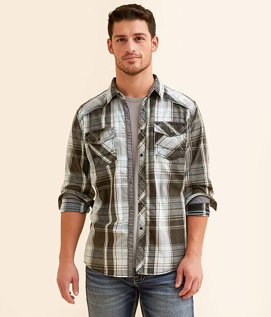BKE Vintage Plaid Athletic Shirt front view
