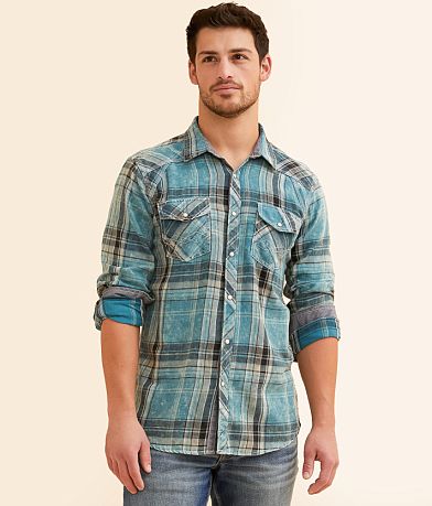 BKE Vintage Plaid Standard Shirt front view