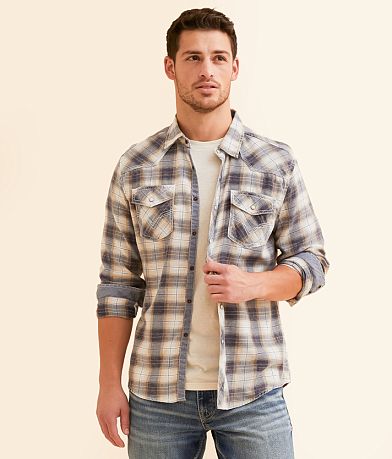 BKE Vintage Athletic Plaid Shirt front view