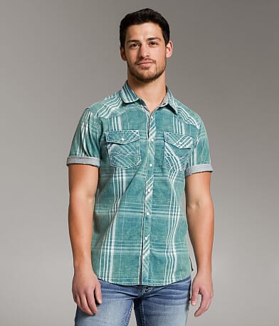 BKE Vintage Plaid Standard Shirt front view