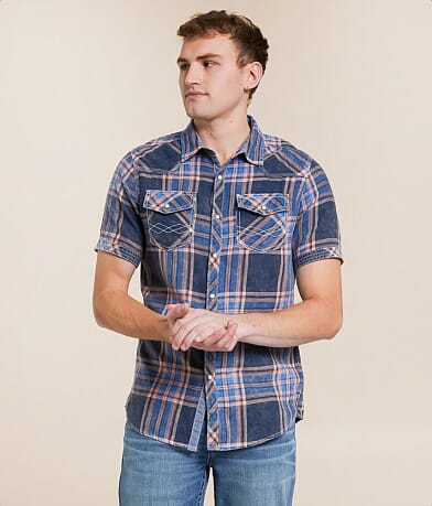 BKE Vintage Plaid Standard Shirt front view