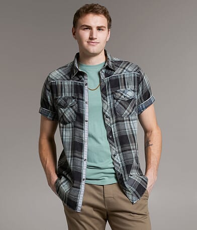 BKE Vintage Plaid Standard Shirt front view
