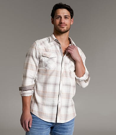 BKE Vintage Brushed Plaid Athletic Shirt front view
