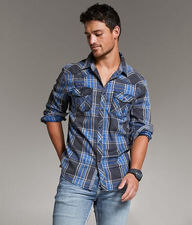 BKE Vintage Plaid Athletic Shirt front view