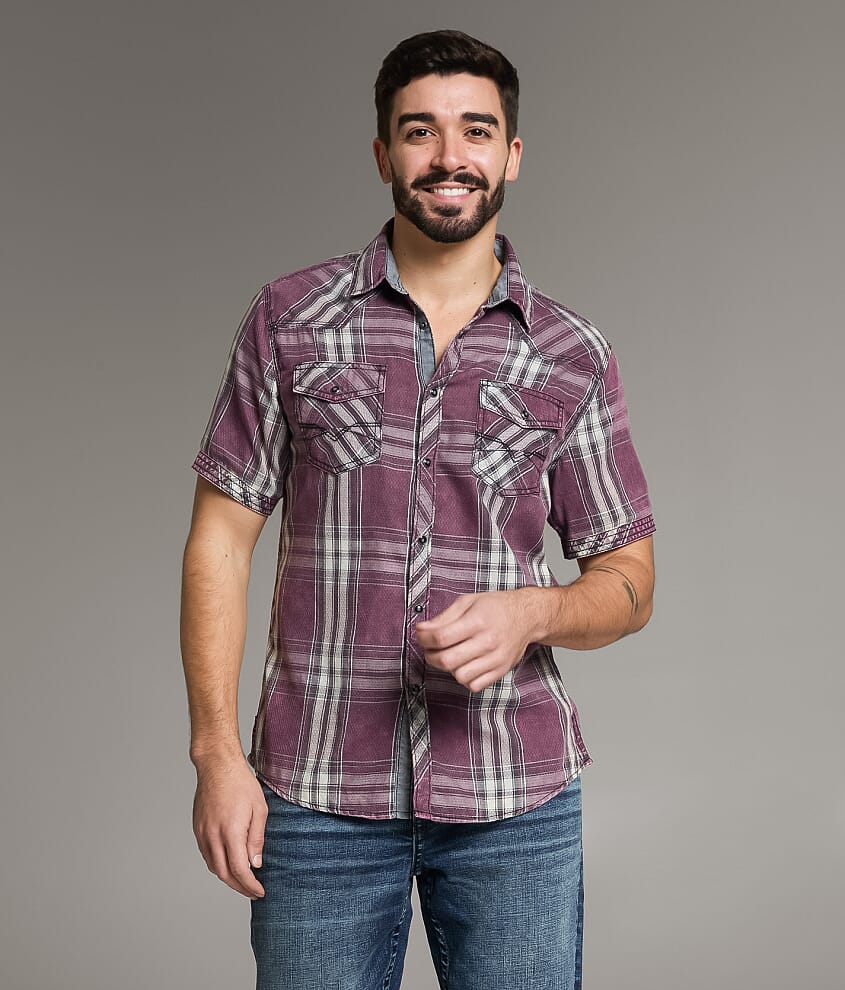 Washed Plaid Athletic Shirt