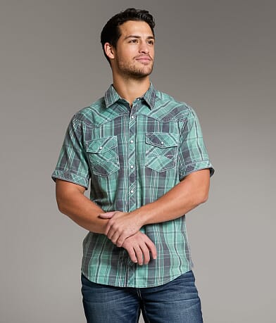 BKE Vintage Athletic Plaid Shirt front view