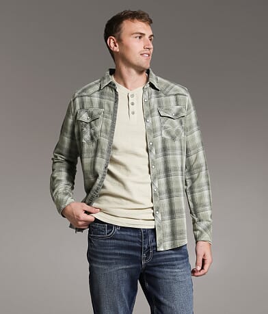 BKE Vintage Plaid Standard Shirt front view