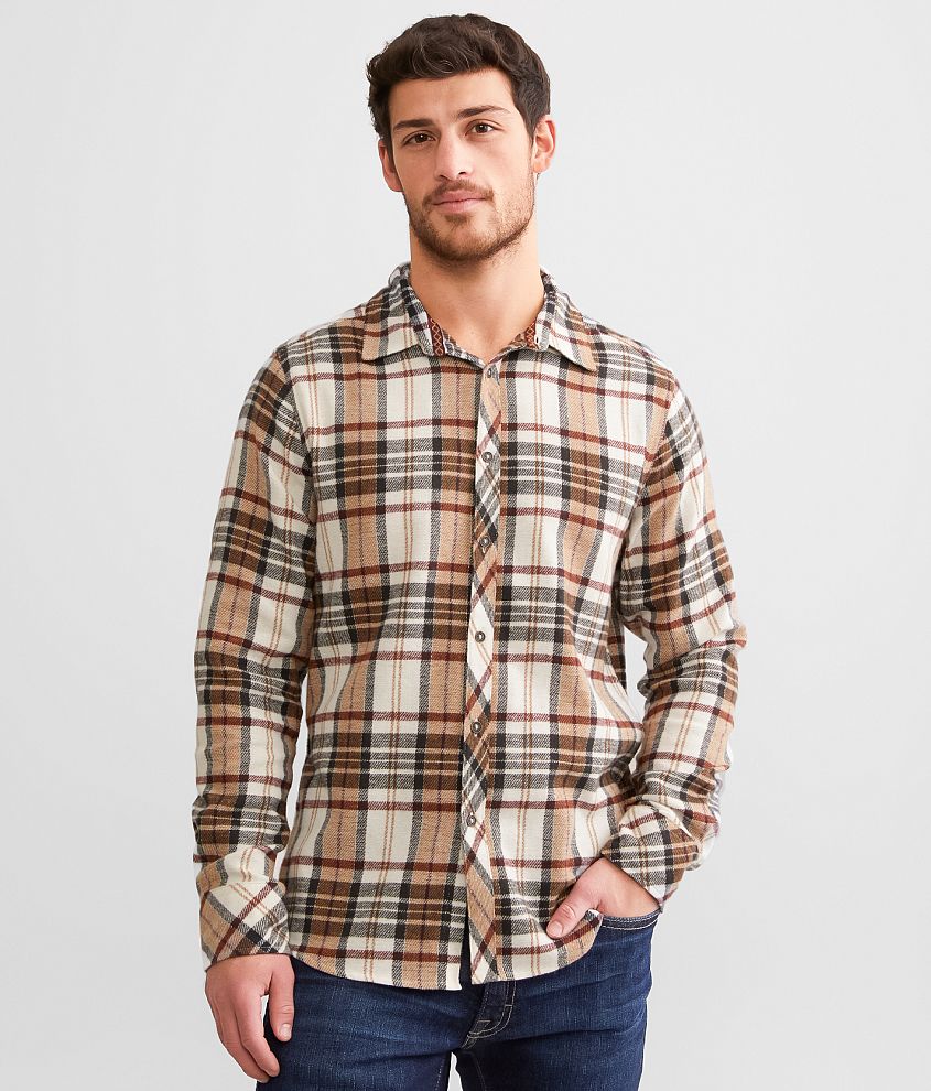 Departwest Brushed Plaid Shirt - Men's Shirts in White Tan Burgundy ...