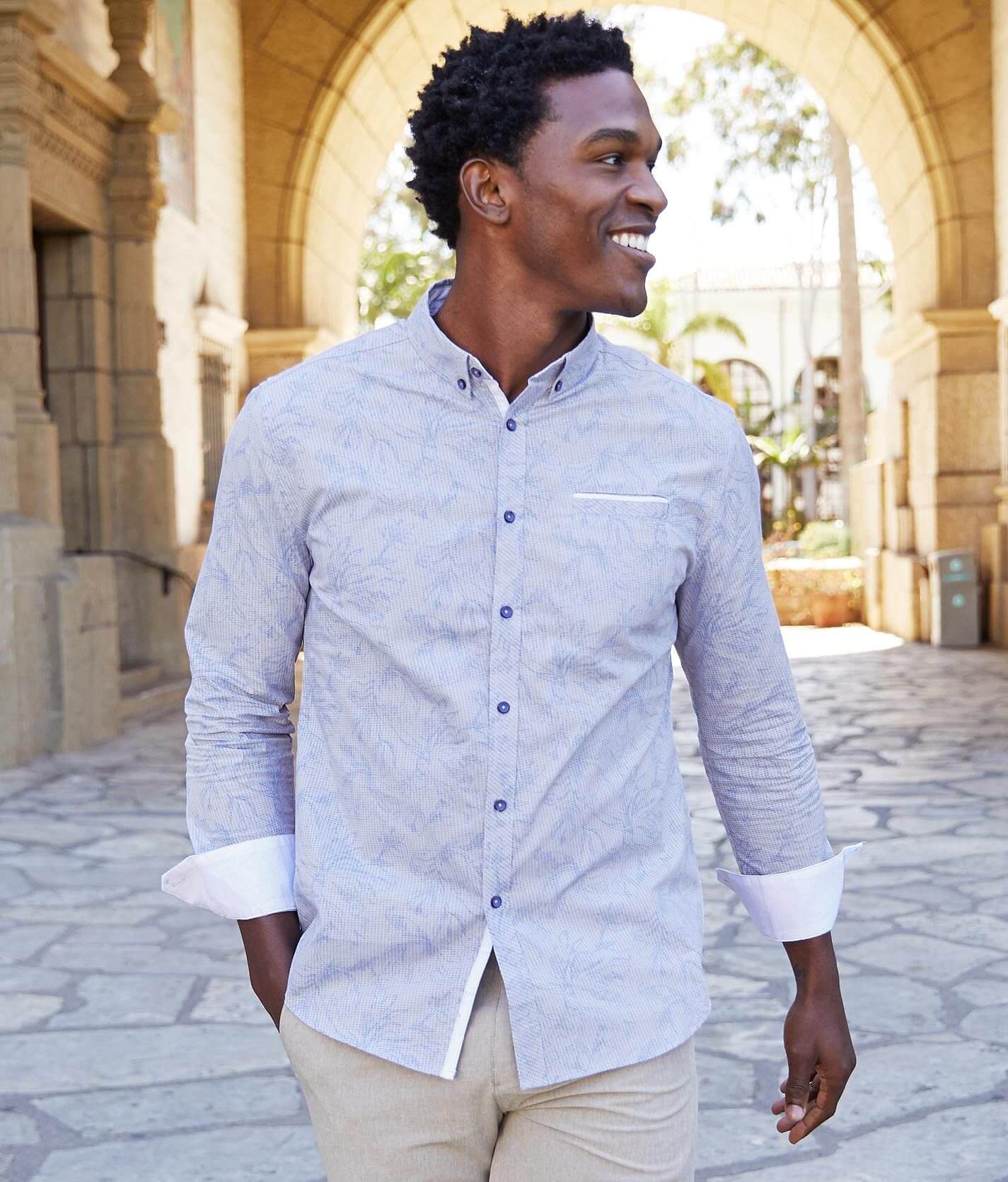 【XXL】2526AW F.C.R.B L/S ATHLETIC TOP J.B. Holt Floral Athletic Stretch Shirt - Men's Shirts in Blue