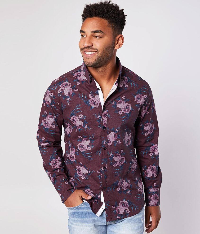J.B. Holt Floral Athletic Stretch Shirt front view