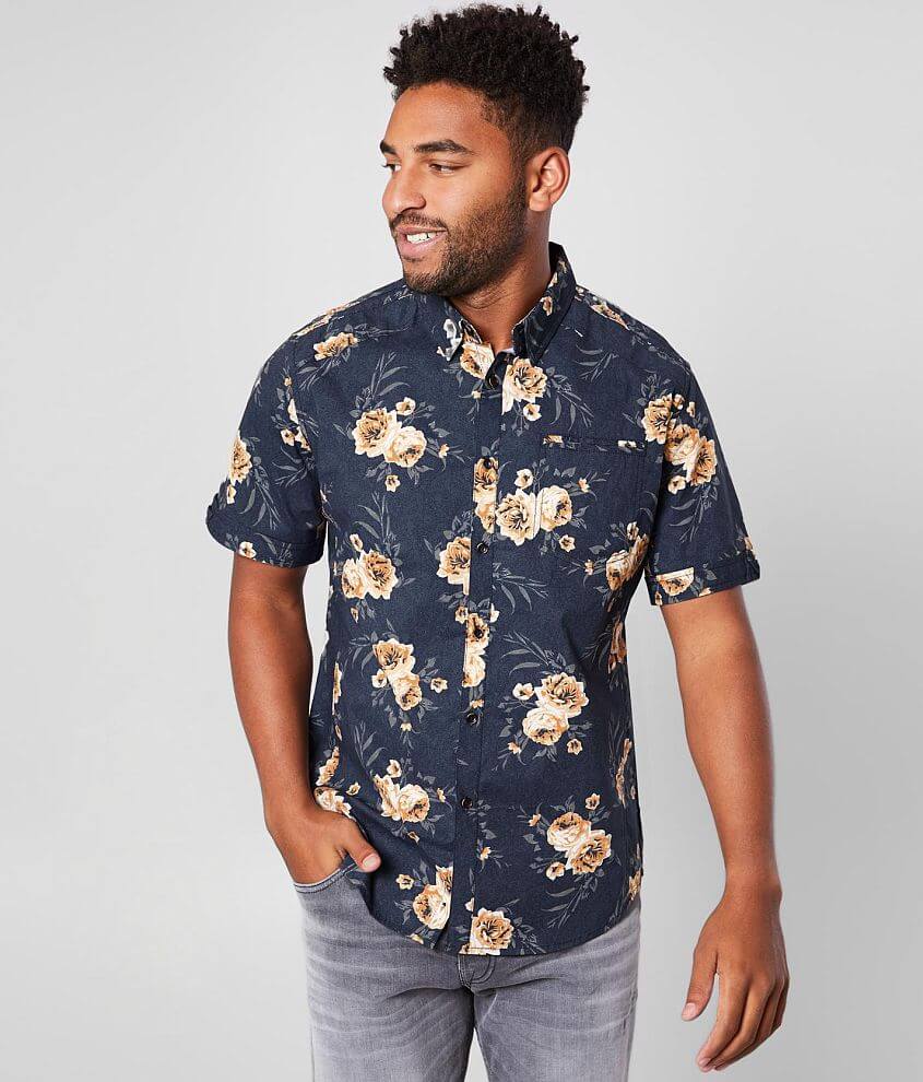J.B. Holt Floral Print Athletic Stretch Shirt front view