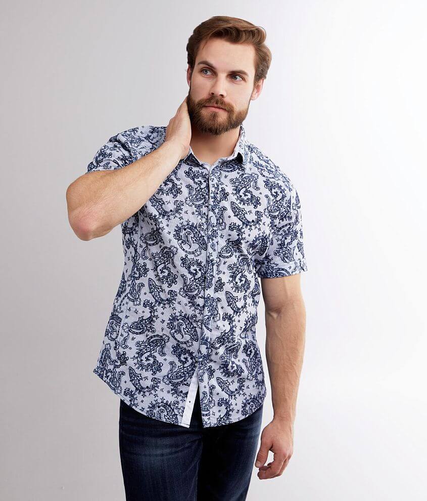 Image of J.B. Holt Flocked Paisley Athletic Stretch Shirt