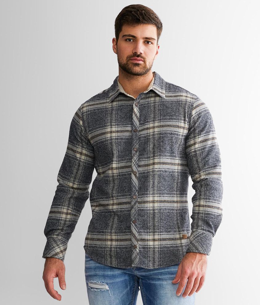 Outpost Makers Flannel Stretch Shirt - Men's Shirts in Navy Brown | Buckle