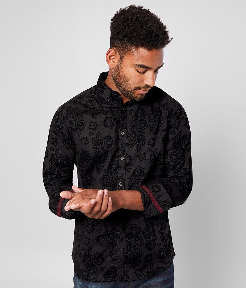 J.B. Holt Flocked Paisley Athletic Stretch Shirt front view