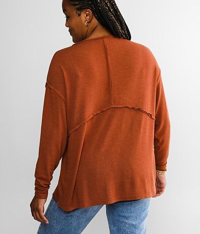 BKE Raw Edge Henley BACK