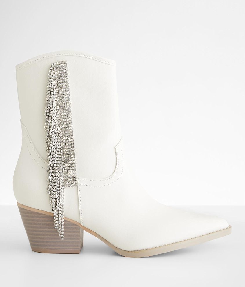 Oasis Society Rhinestone Fringe Western Ankle Boot front view