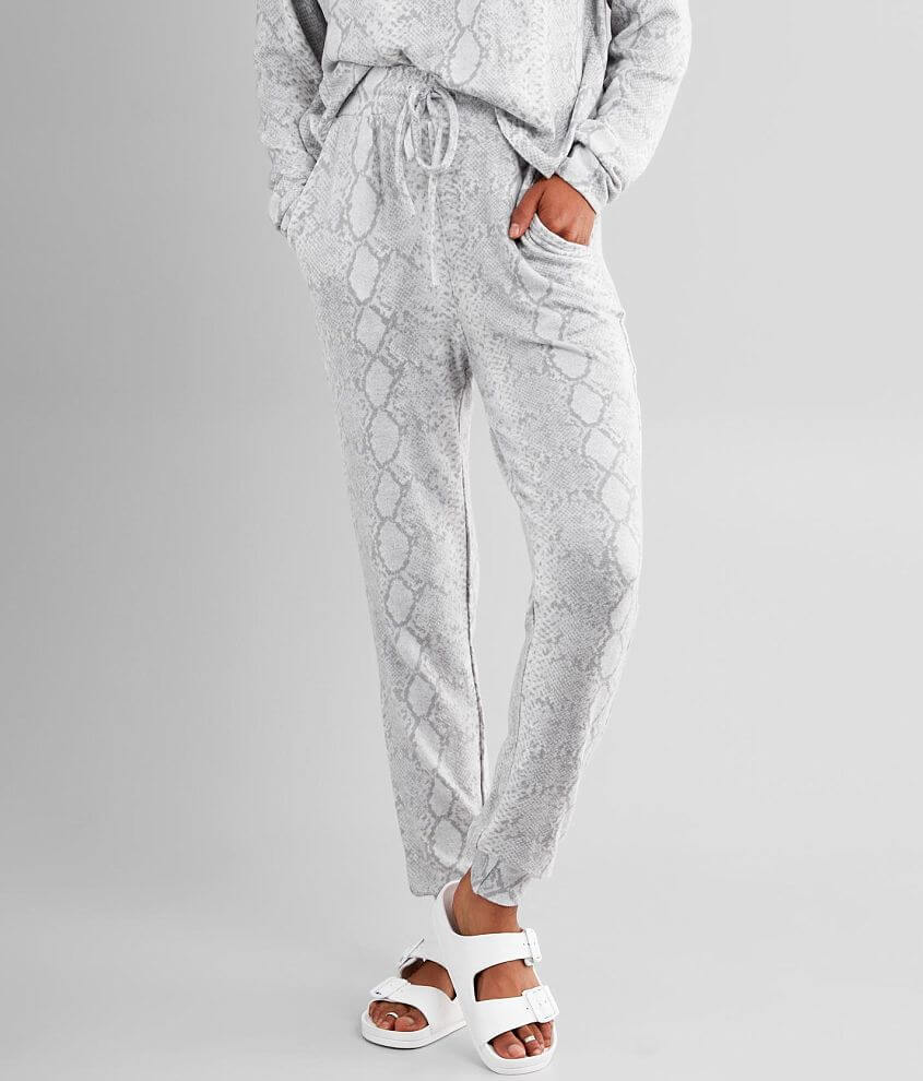 Felina | Women's Printed Micro-Fleece Pajama Set | V-Notch Top & Jogger  (Snakeskin, Small)