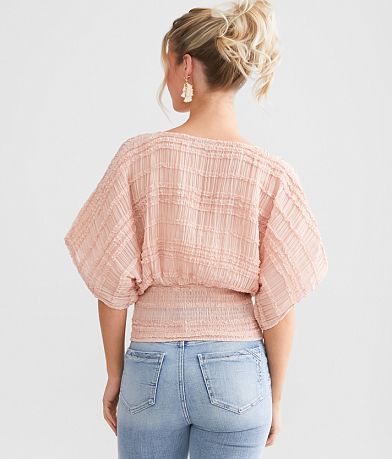 Fore Collection Pleated Ruffle Top back view