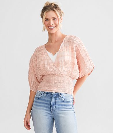Fore Collection Pleated Ruffle Top front view