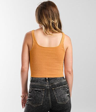 Desert Dreamer Ribbed Mushroom Cropped Tank Top back view